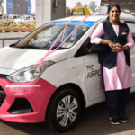 Pink taxis for women stepping out of the city airport 3