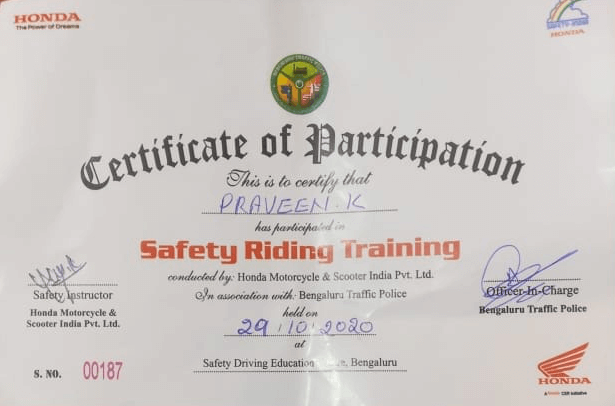 road safety certificate