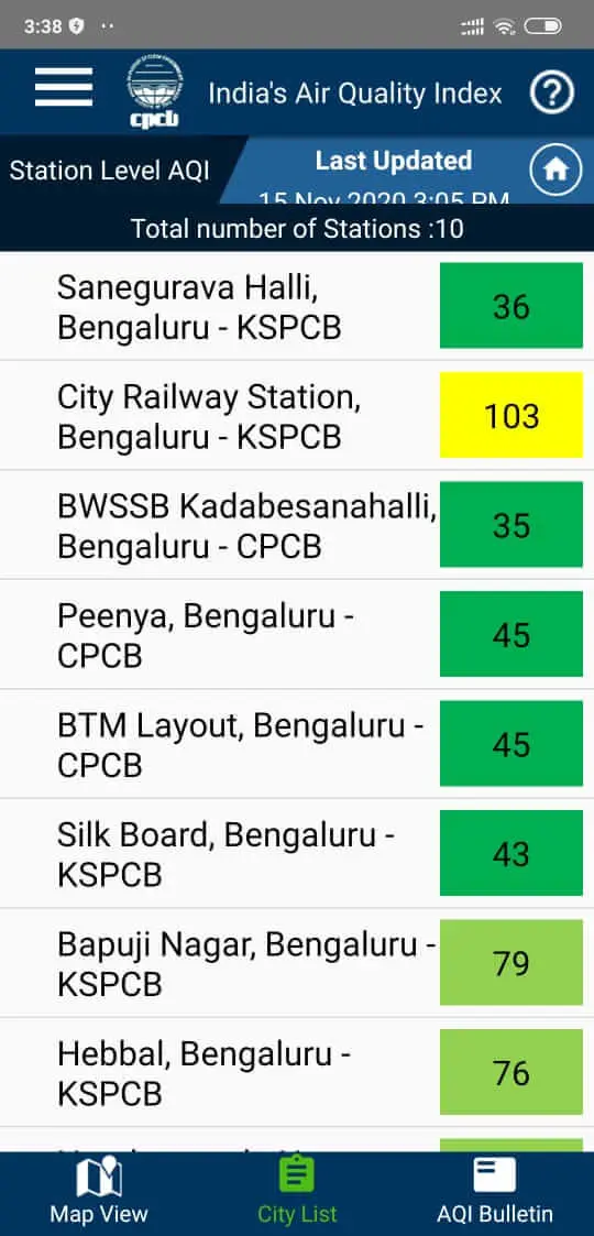 bangalore air pollution